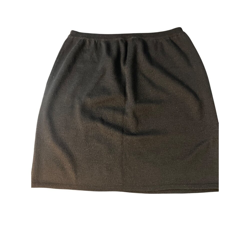 Vintage Liz Claiborne 100% Wool Black Pencil Skirt Pull On Estate Sz L READ